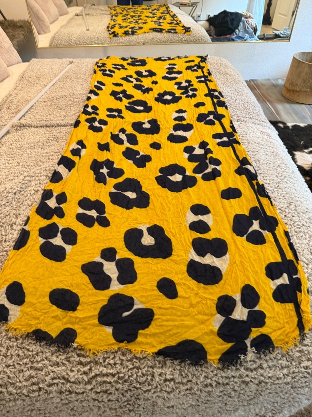 Zara Yellow Leopard Print. Scarf